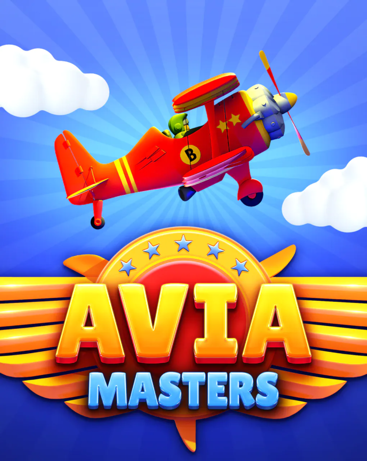 Aviamasters game artwork with a red airplane and the game logo
